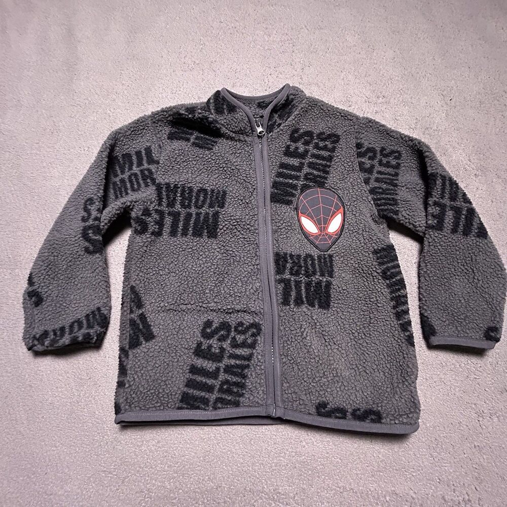 Marvel Spider-Man Full-Zip Fleece Jacket Boys 5T Miles Morales Sherpa Print